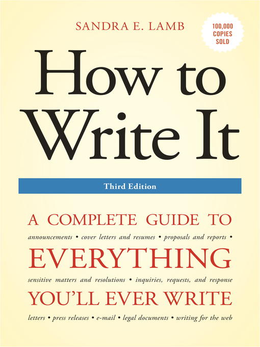 Title details for How to Write It by Sandra E. Lamb - Wait list